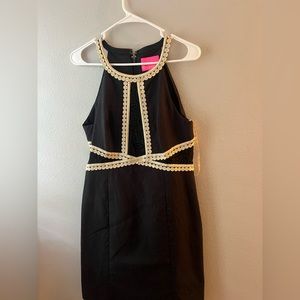 Black and gold tank top dress